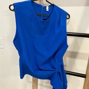 Glam Royal Blue Sleeveless Blouse